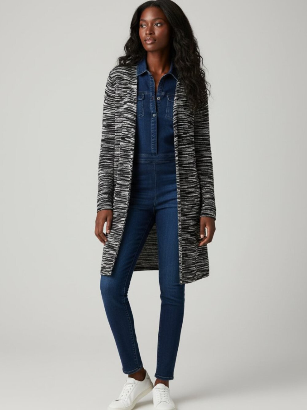 Chico's Open Front Duster Cardigan Sweater Knit Longline Layering Top 2